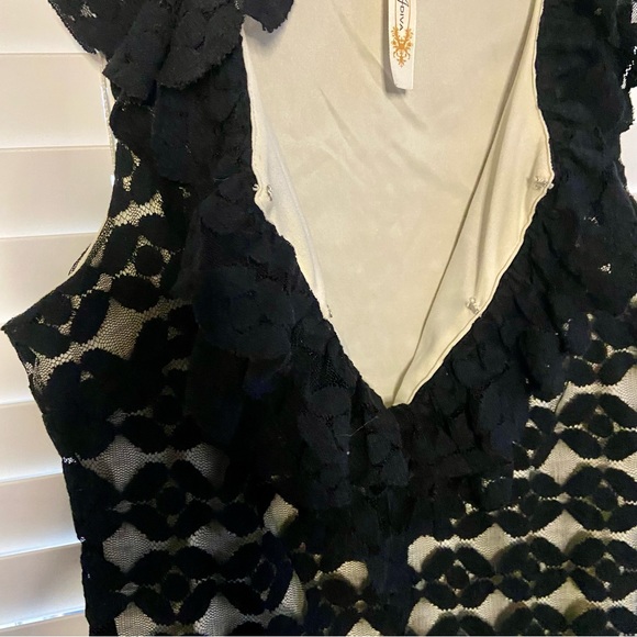 Sleeveless Black Crochet Knit Overlay Ruffle Detail Dress by Adiva - Picture 11 of 14